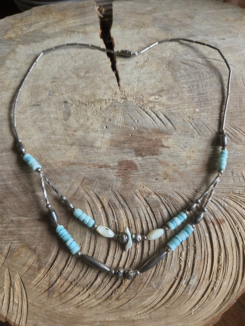 Vintage Native American Necklace Liquid Sterling